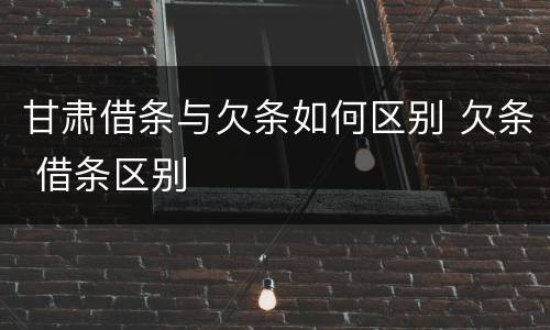 甘肃借条与欠条如何区别 欠条 借条区别