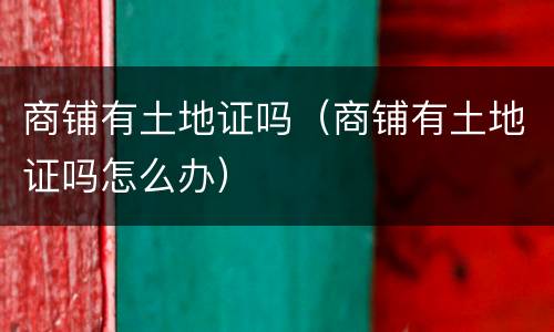 商铺有土地证吗（商铺有土地证吗怎么办）