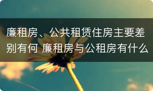 廉租房、公共租赁住房主要差别有何 廉租房与公租房有什么不同