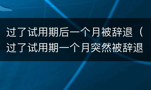 过了试用期后一个月被辞退（过了试用期一个月突然被辞退）