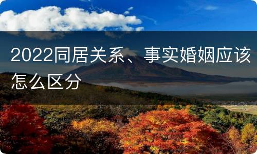 2022同居关系、事实婚姻应该怎么区分