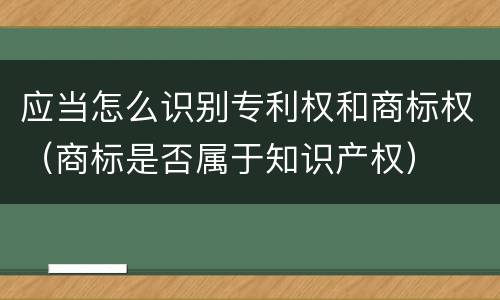应当怎么识别专利权和商标权（商标是否属于知识产权）