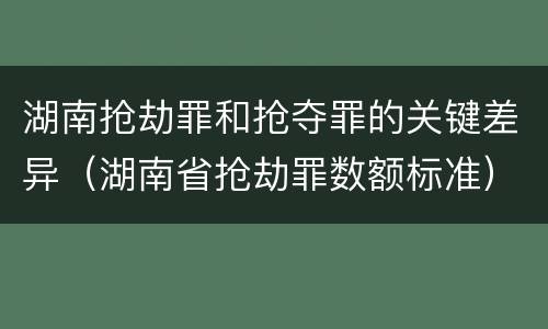 湖南抢劫罪和抢夺罪的关键差异（湖南省抢劫罪数额标准）