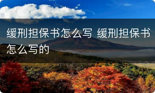 缓刑担保书怎么写 缓刑担保书怎么写的