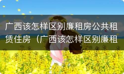 广西该怎样区别廉租房公共租赁住房（广西该怎样区别廉租房公共租赁住房等级）