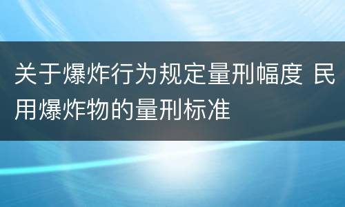 关于爆炸行为规定量刑幅度 民用爆炸物的量刑标准