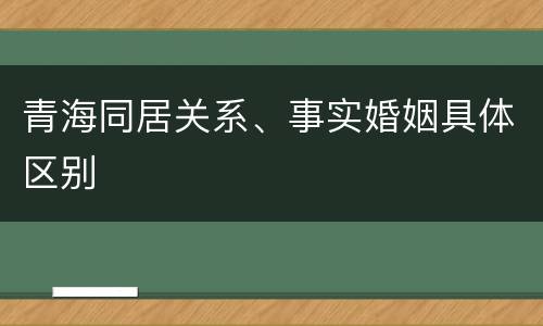 青海同居关系、事实婚姻具体区别