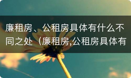 廉租房、公租房具体有什么不同之处（廉租房,公租房具体有什么不同之处呢）
