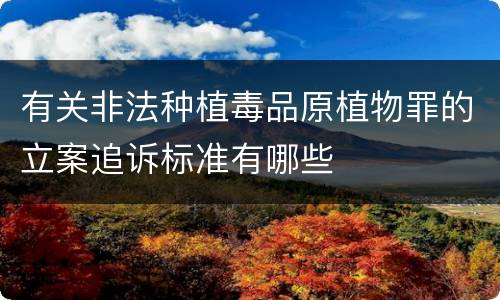 有关非法种植毒品原植物罪的立案追诉标准有哪些