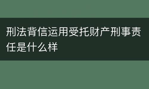 刑法背信运用受托财产刑事责任是什么样