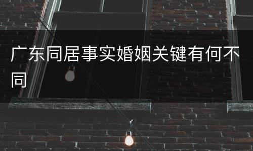 广东同居事实婚姻关键有何不同