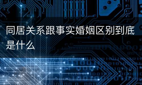 同居关系跟事实婚姻区别到底是什么