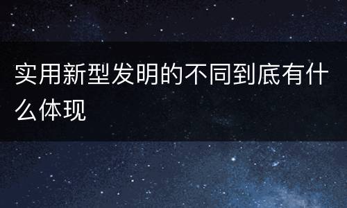 实用新型发明的不同到底有什么体现