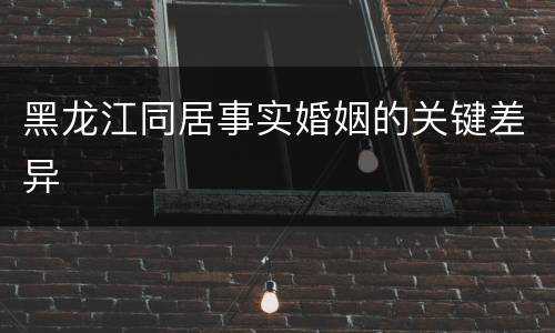 黑龙江同居事实婚姻的关键差异