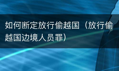 如何断定放行偷越国（放行偷越国边境人员罪）
