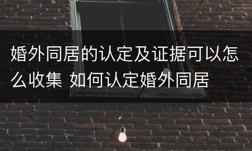婚外同居的认定及证据可以怎么收集 如何认定婚外同居