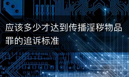 应该多少才达到传播淫秽物品罪的追诉标准