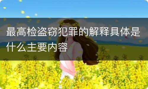 最高检盗窃犯罪的解释具体是什么主要内容