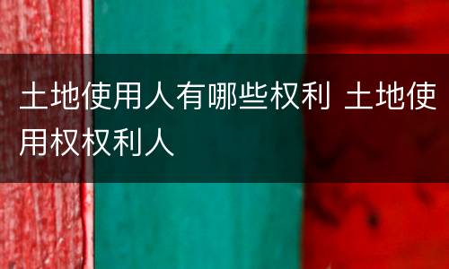 土地使用人有哪些权利 土地使用权权利人