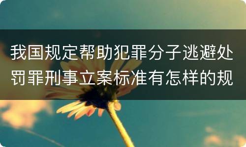 我国规定帮助犯罪分子逃避处罚罪刑事立案标准有怎样的规定