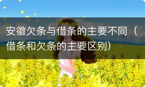 安徽欠条与借条的主要不同（借条和欠条的主要区别）