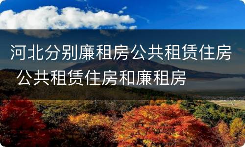 河北分别廉租房公共租赁住房 公共租赁住房和廉租房