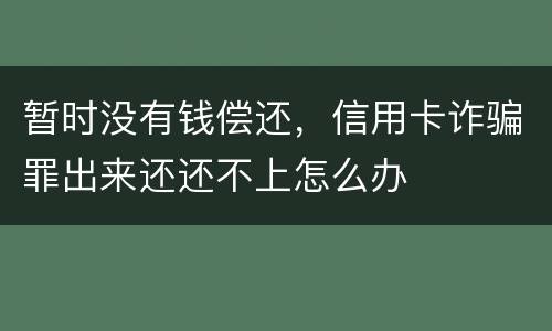 暂时没有钱偿还，信用卡诈骗罪出来还还不上怎么办