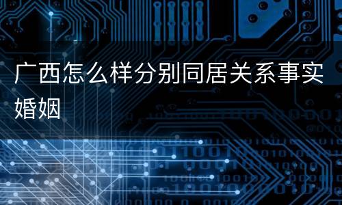 广西怎么样分别同居关系事实婚姻