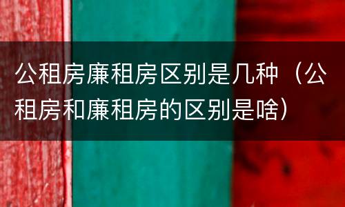公租房廉租房区别是几种（公租房和廉租房的区别是啥）