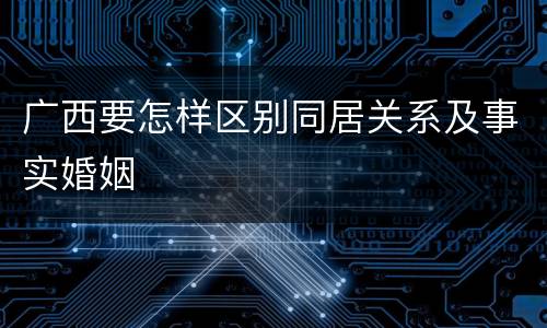 广西要怎样区别同居关系及事实婚姻