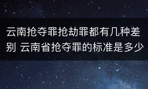 云南抢夺罪抢劫罪都有几种差别 云南省抢夺罪的标准是多少?