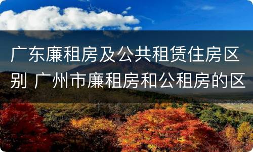 广东廉租房及公共租赁住房区别 广州市廉租房和公租房的区别