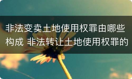 非法变卖土地使用权罪由哪些构成 非法转让土地使用权罪的主体