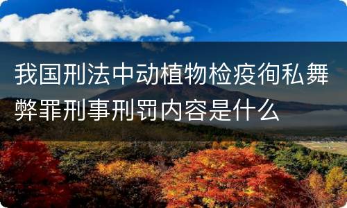 我国刑法中动植物检疫徇私舞弊罪刑事刑罚内容是什么