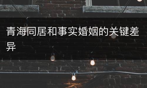 青海同居和事实婚姻的关键差异