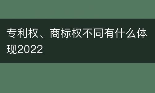 专利权、商标权不同有什么体现2022