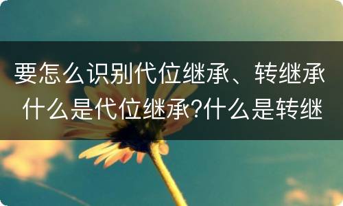 要怎么识别代位继承、转继承 什么是代位继承?什么是转继承?