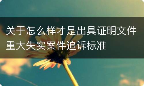 关于怎么样才是出具证明文件重大失实案件追诉标准