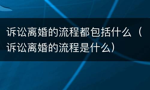诉讼离婚的流程都包括什么（诉讼离婚的流程是什么）