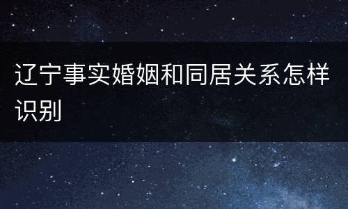 辽宁事实婚姻和同居关系怎样识别