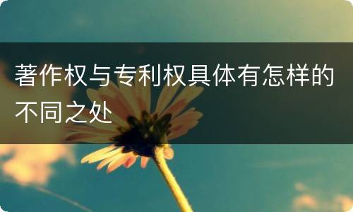 著作权与专利权具体有怎样的不同之处