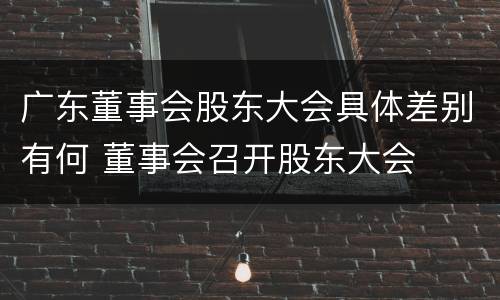 广东董事会股东大会具体差别有何 董事会召开股东大会