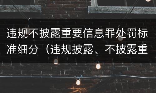 违规不披露重要信息罪处罚标准细分（违规披露、不披露重要信息罪追诉标准）