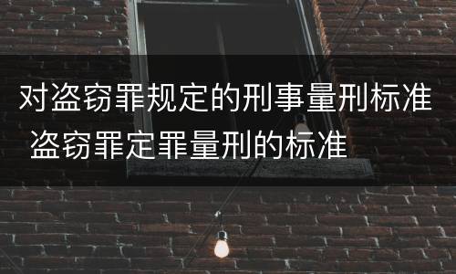 对盗窃罪规定的刑事量刑标准 盗窃罪定罪量刑的标准