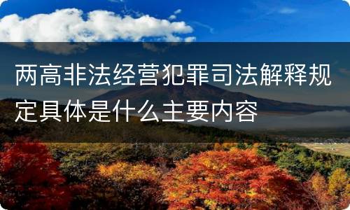 两高非法经营犯罪司法解释规定具体是什么主要内容