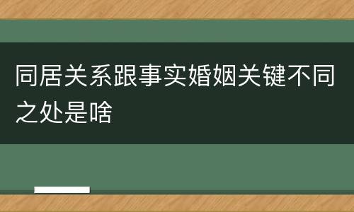 同居关系跟事实婚姻关键不同之处是啥