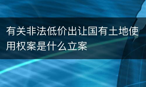有关非法低价出让国有土地使用权案是什么立案