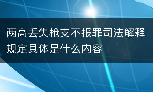 两高丢失枪支不报罪司法解释规定具体是什么内容