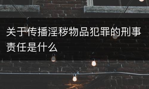 关于传播淫秽物品犯罪的刑事责任是什么