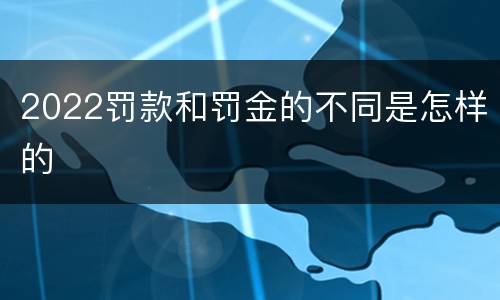 2022罚款和罚金的不同是怎样的